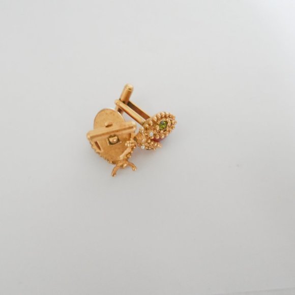 Vintage Ladybug Cufflinks with Rhinestones - Picture 2 of 2